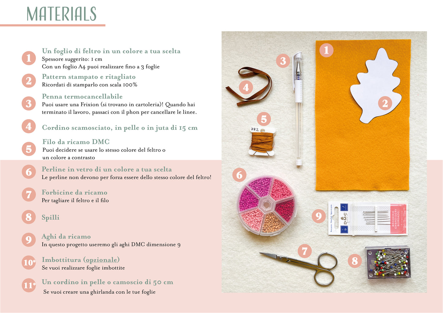 Embroidered felt leaf garland - digital pattern