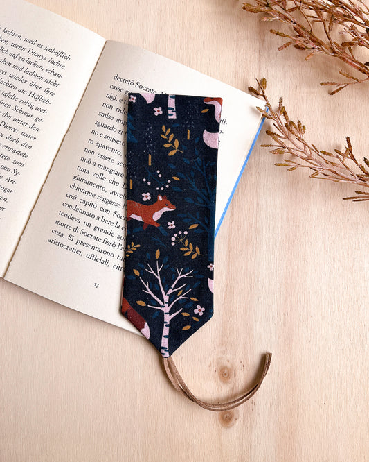 Segnalibro in stoffa con volpi