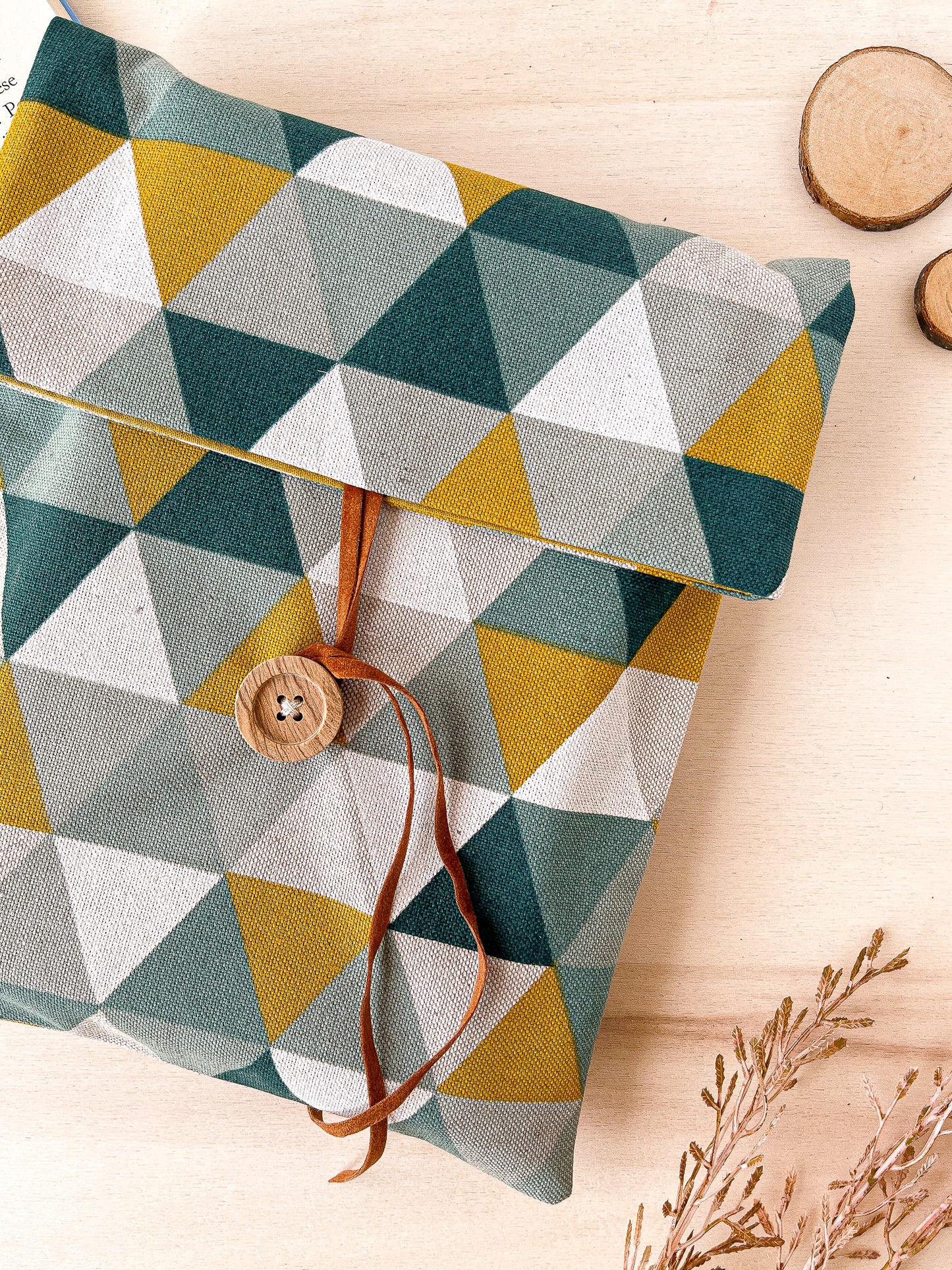 Custodia per libri regolabile in cotone con motivo geometrico