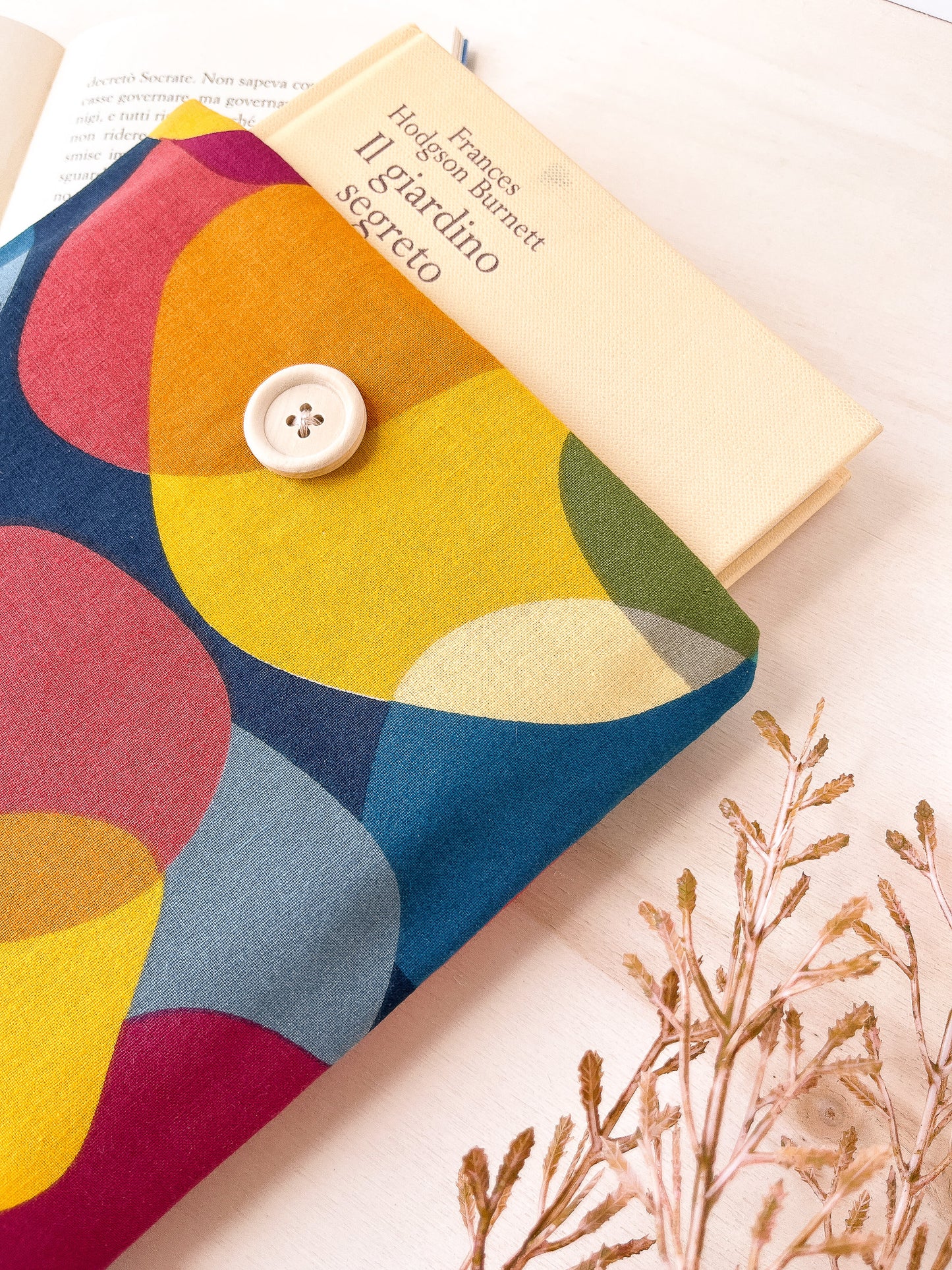 Colorful padded book sleeve