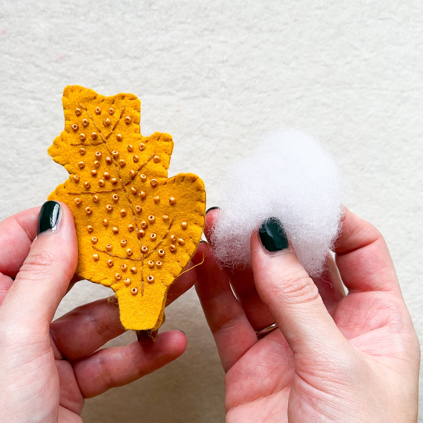 Embroidered felt leaf garland - digital pattern