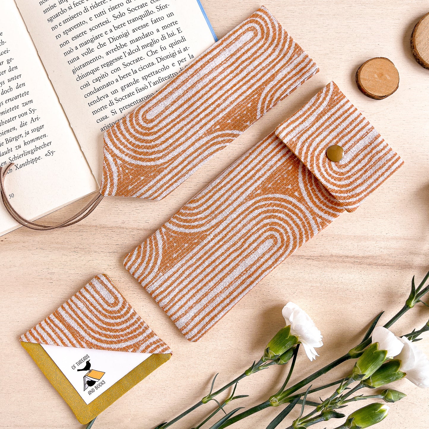 Astuccio con motivo geometrico arancio