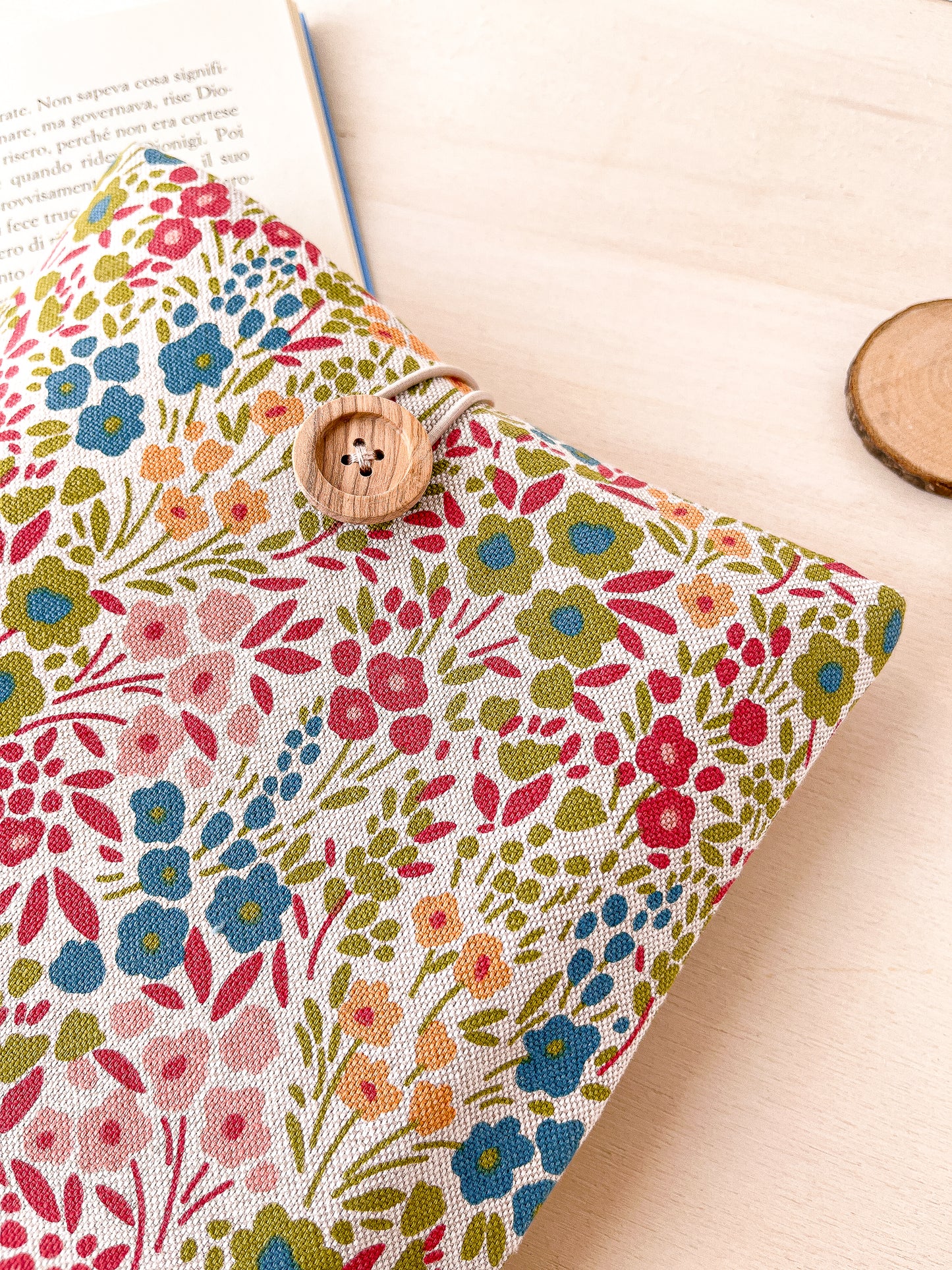 Custodia per libri imbottita in cotone con motivo floreale