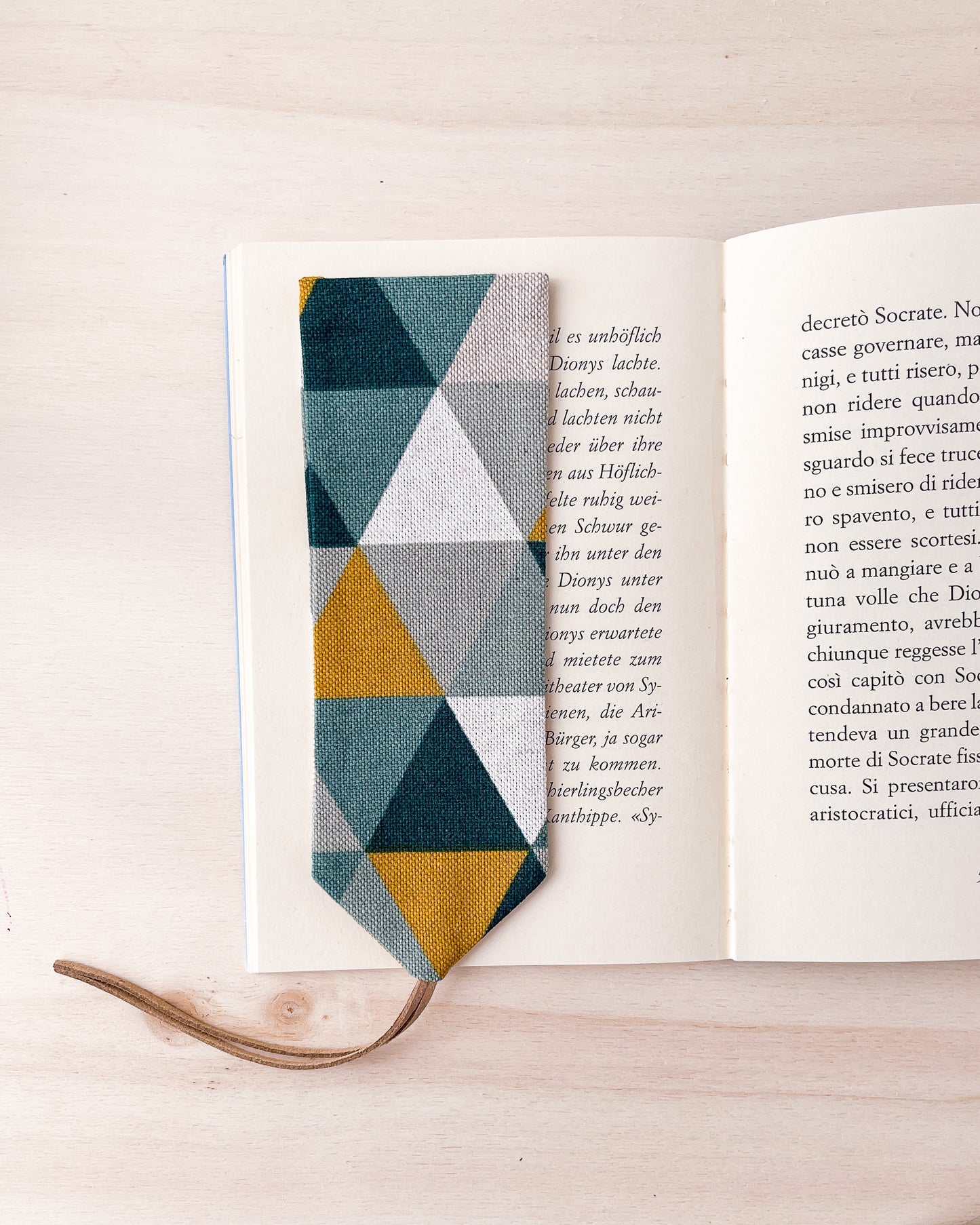 Custodia per libri imbottita in cotone con motivo geometrico