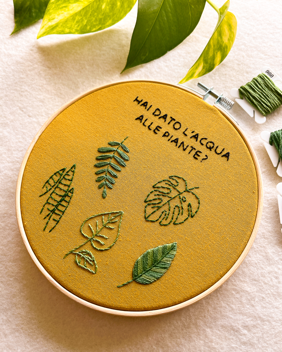 Hai dato l'acqua alle piante? - pattern di ricamo a mano con istruzioni e video tutorial