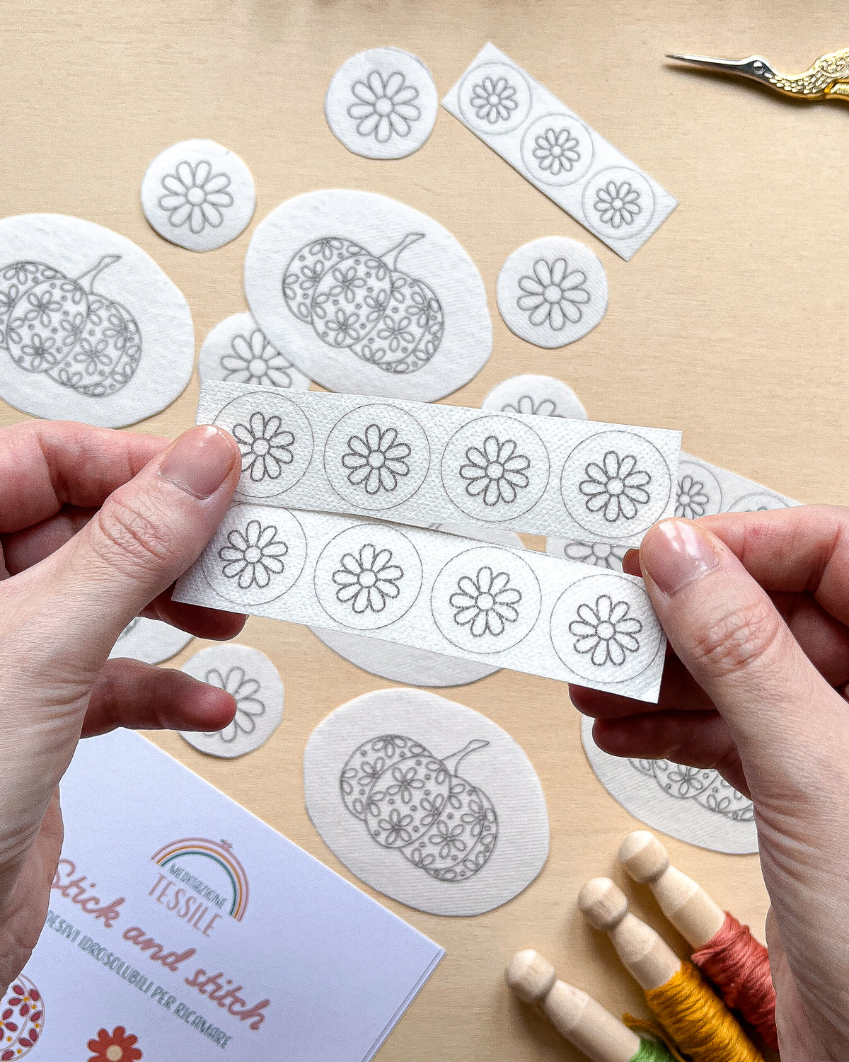 Pacchetto di stick and stitch - Ricama la tua felpa con zucche e fiori