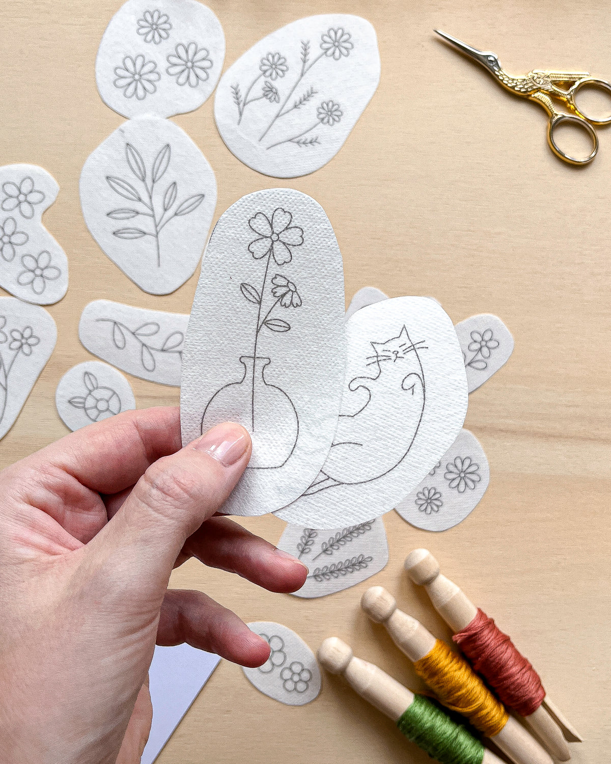 Pacchetto di stick and stitch - Fiori e foglie