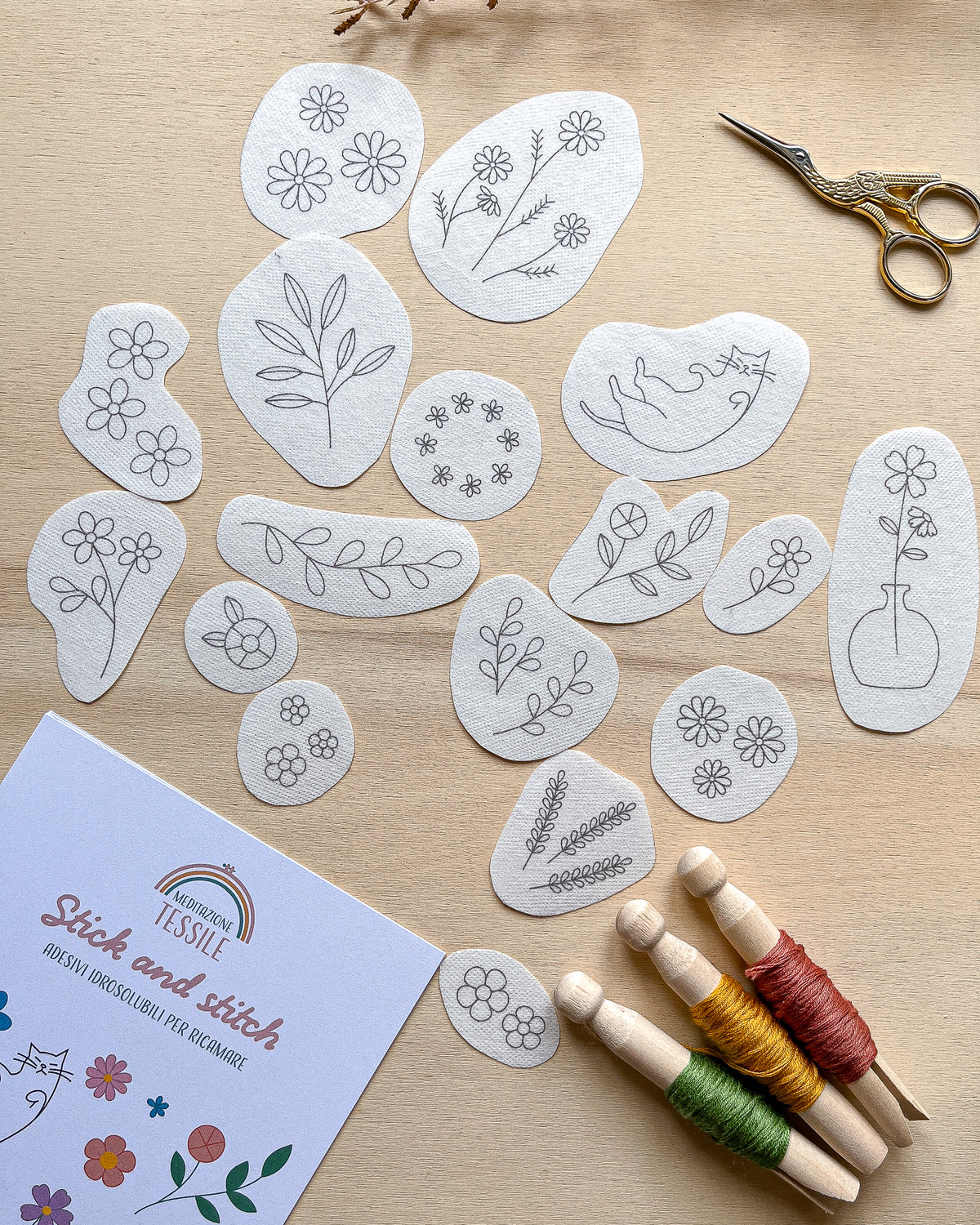 Pacchetto di stick and stitch - Fiori e foglie