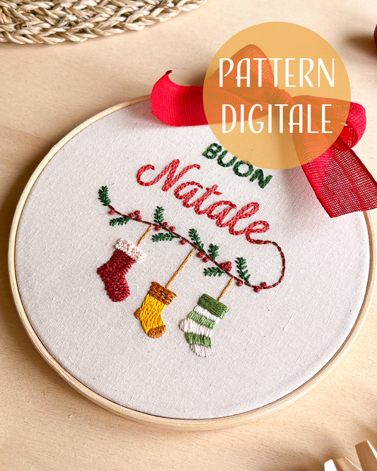 Buon Natale - pattern di ricamo a mano con istruzioni e video tutorial