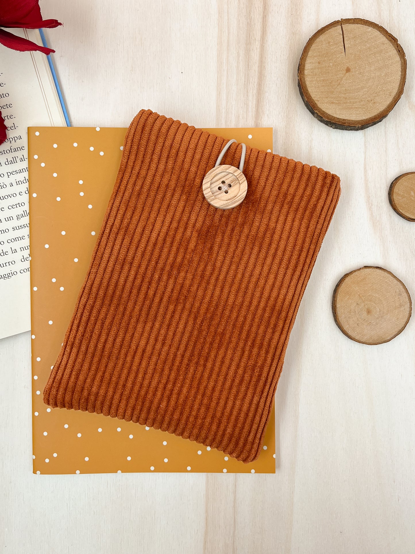 Corduroy padded e-reader sleeve with Liberty inner fabric