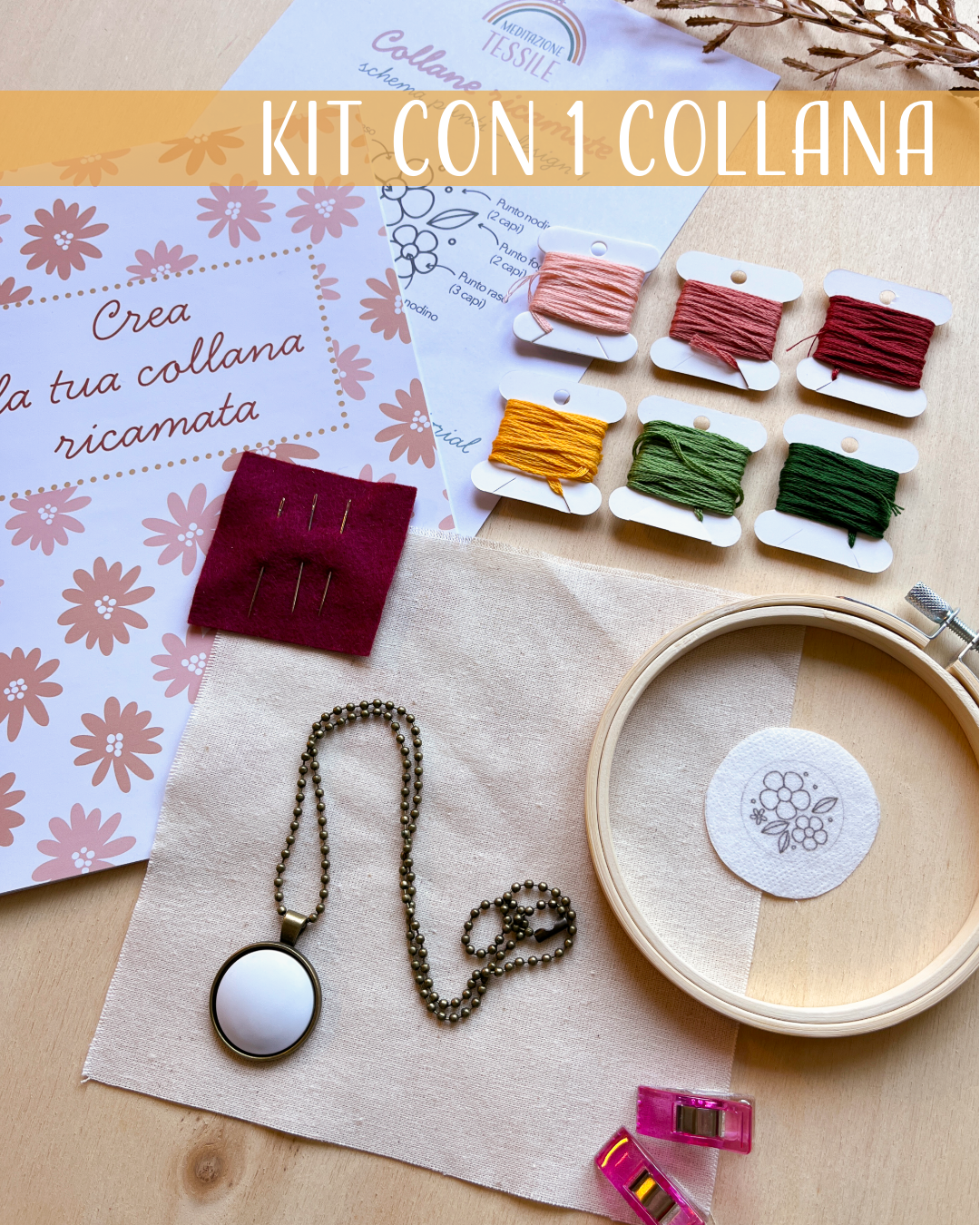 Crea la tua collana ricamata - kit completo