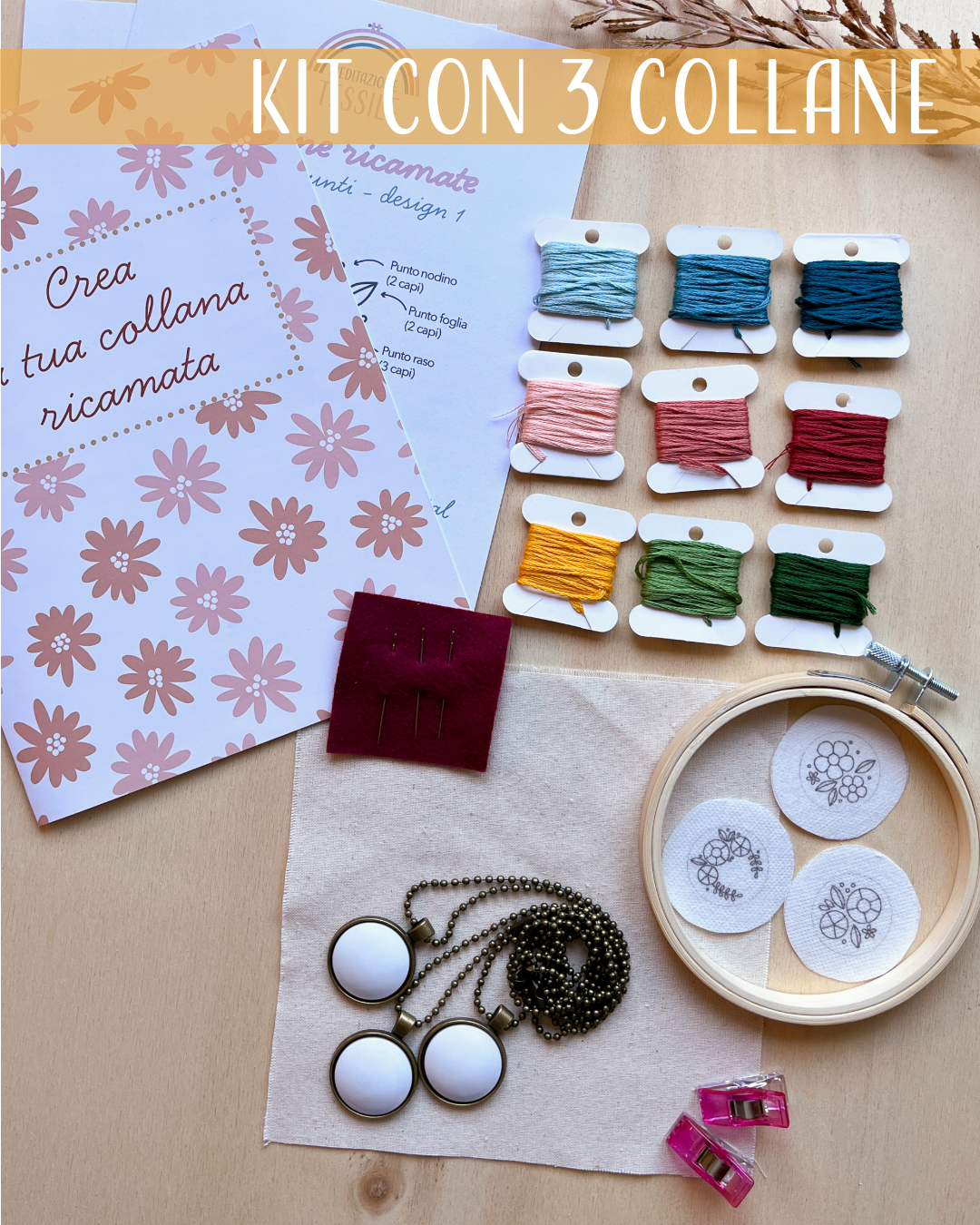Crea la tua collana ricamata - kit completo