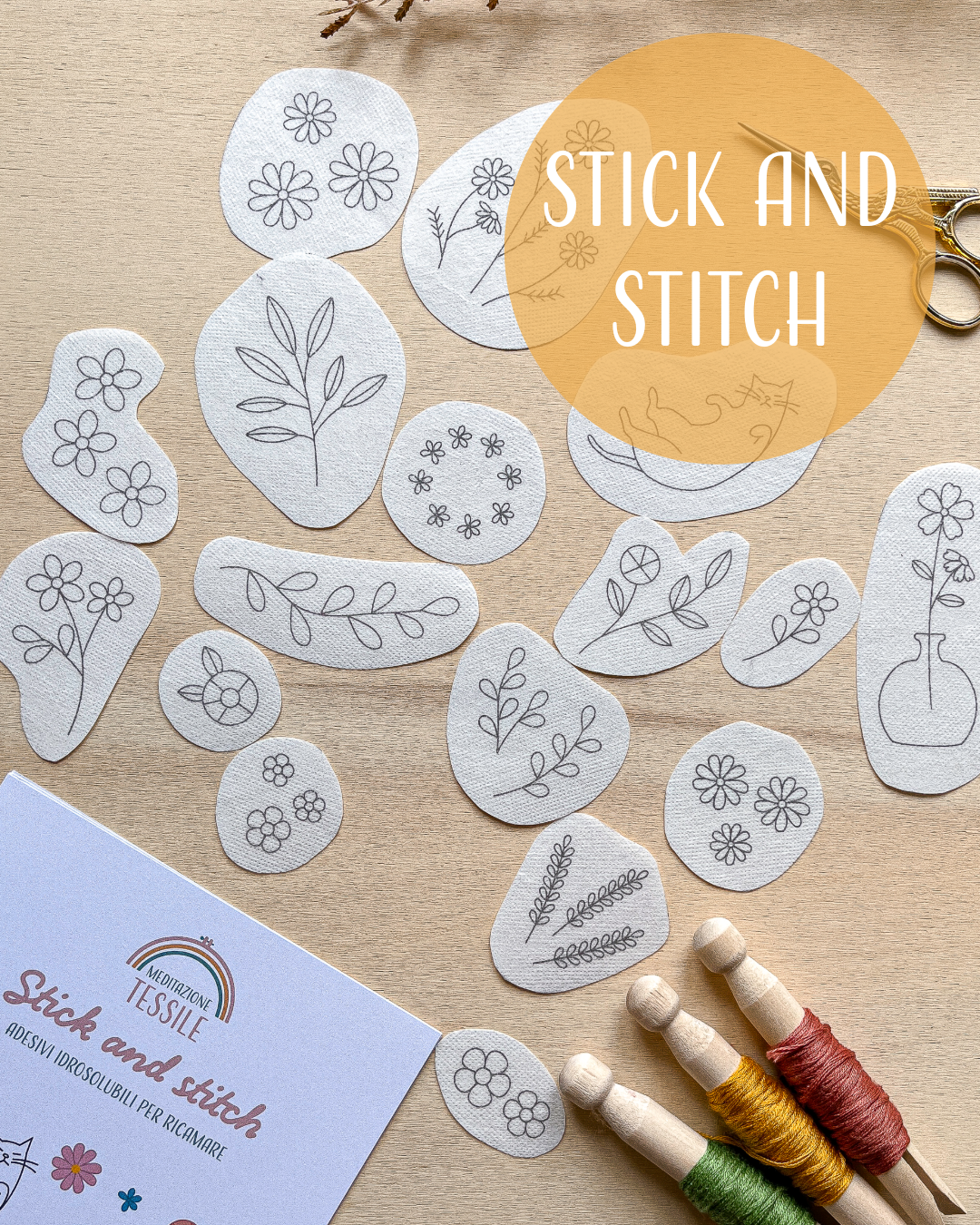 Pacchetto di stick and stitch - Fiori e foglie