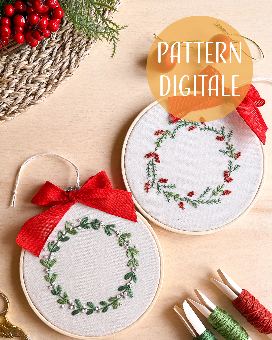 Collezione natalizia - pattern di ricamo a mano con istruzioni e video tutorial