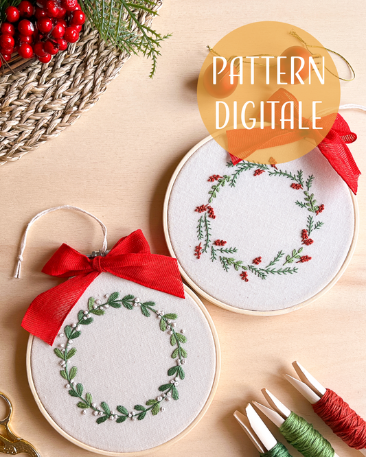 Ghirlande natalizie - pattern di ricamo a mano con istruzioni e video tutorial