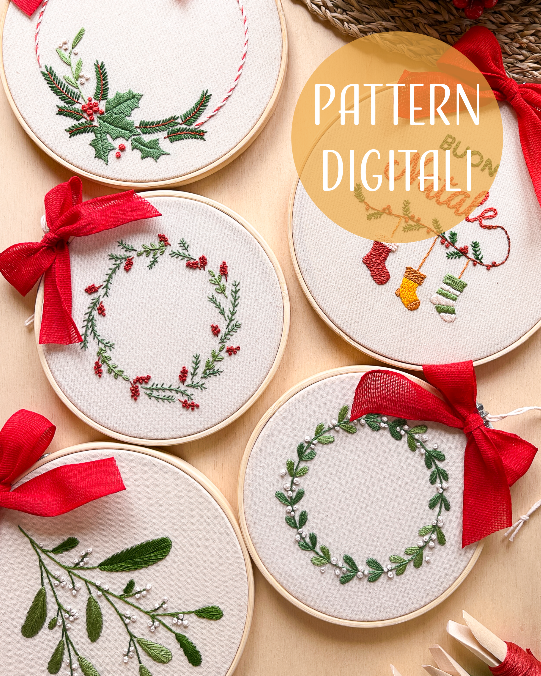 Collezione natalizia - pattern di ricamo a mano con istruzioni e video tutorial