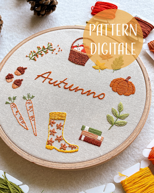 Autunno - pattern di ricamo a mano con istruzioni e video tutorial