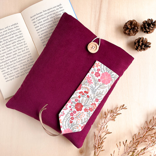 Custodia per libri imbottita in velluto fucsia con fodera Liberty