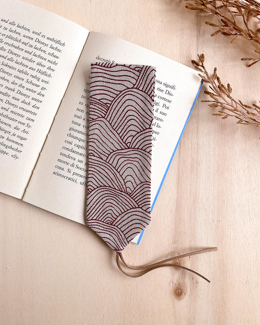 Fabric bookmark with red waves