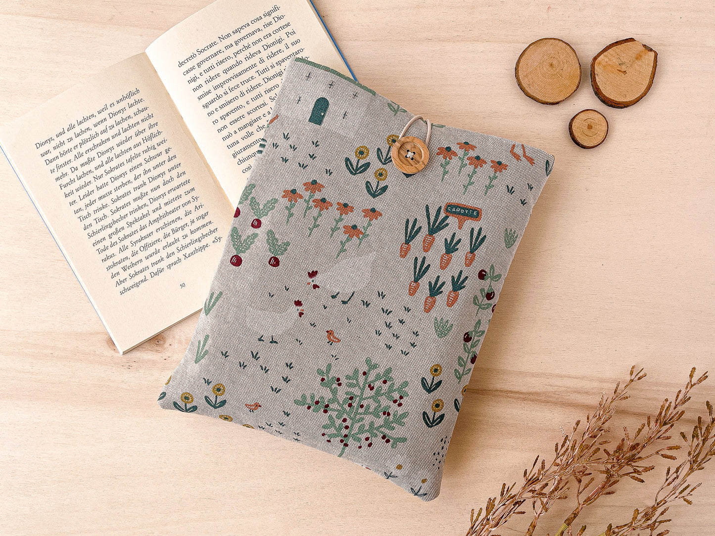 Padded cottagecore book sleeve
