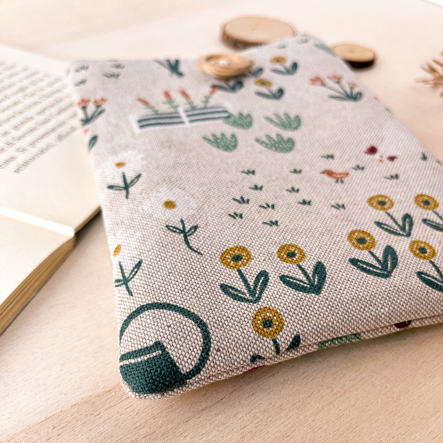 Cottagecore padded e-reader sleeve