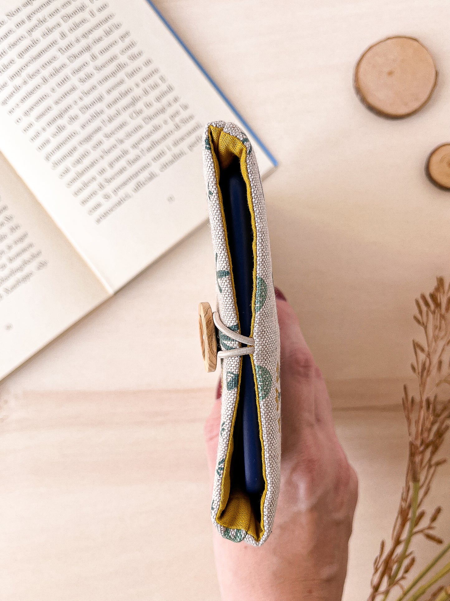 Cottagecore padded e-reader sleeve