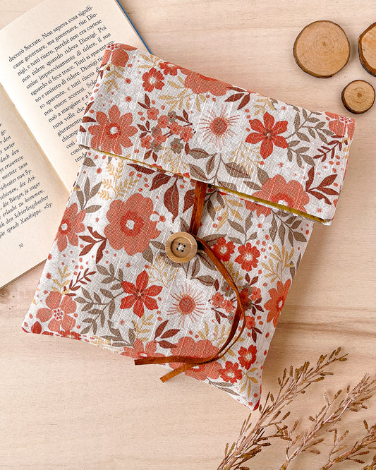 Adjustable orange flowers book sleeve