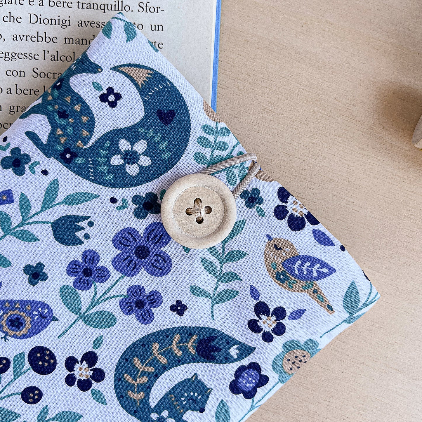 Custodia per e-reader in cotone con animali del bosco