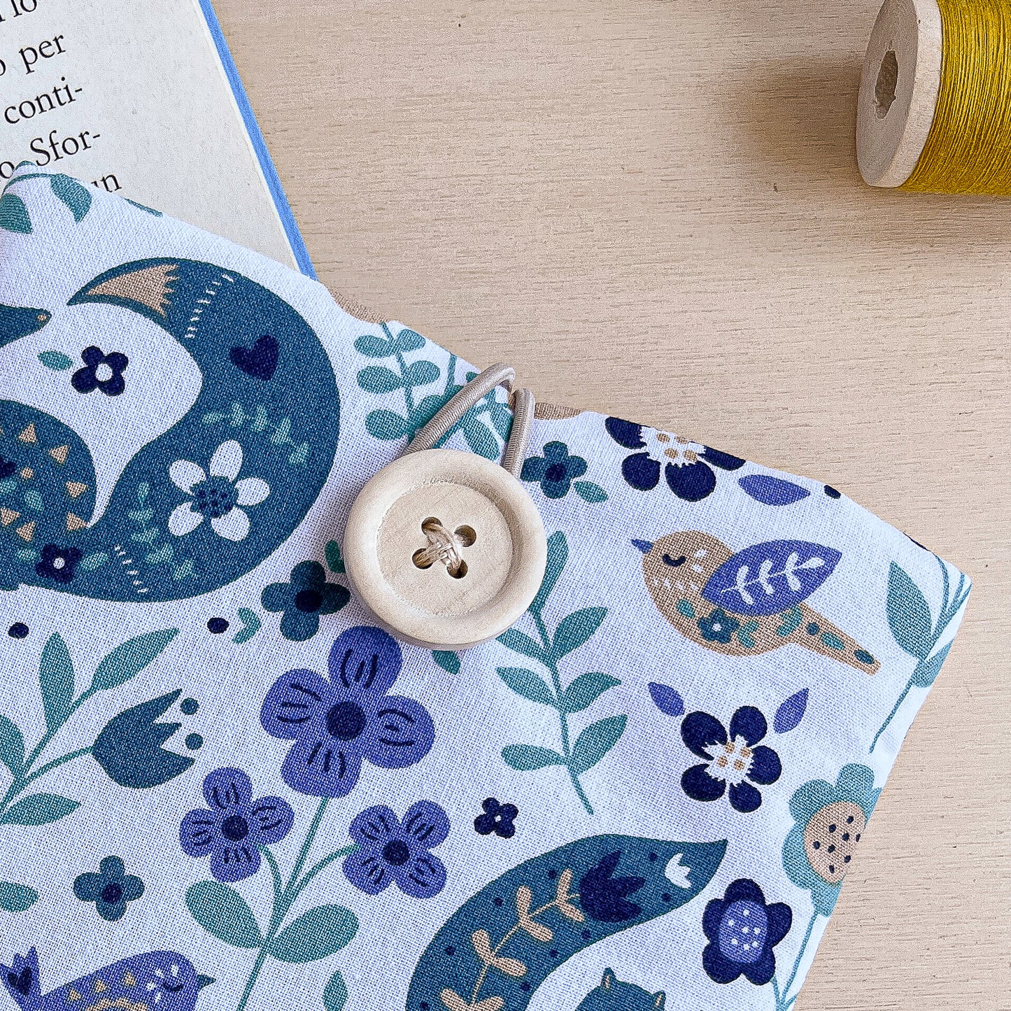 Custodia per e-reader in cotone con animali del bosco