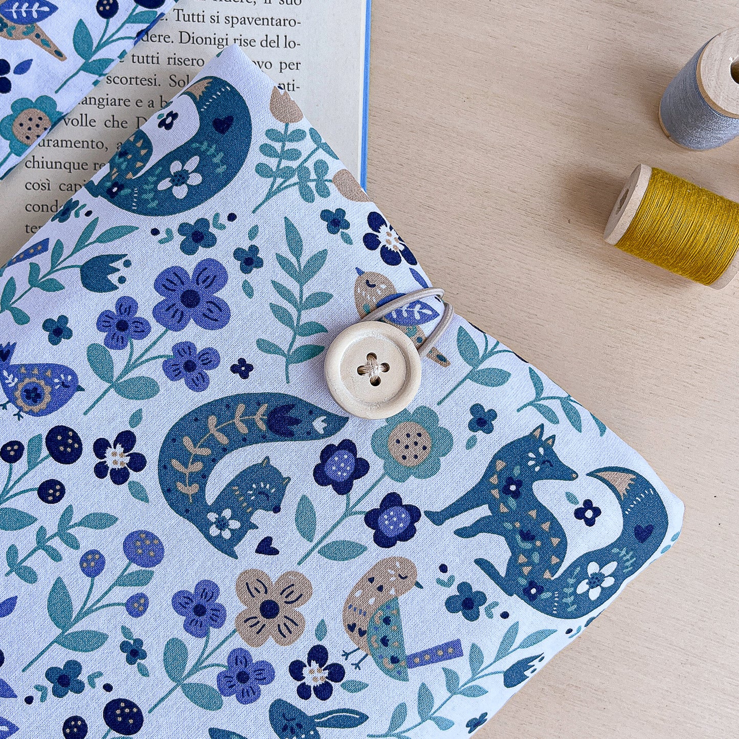 Custodia per libri in cotone con animali del bosco