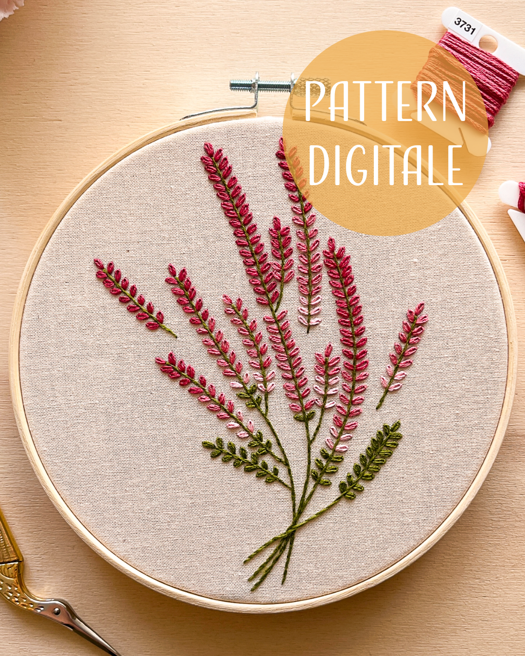 Fiori d'erica - pattern di ricamo a mano con istruzioni e video tutorial