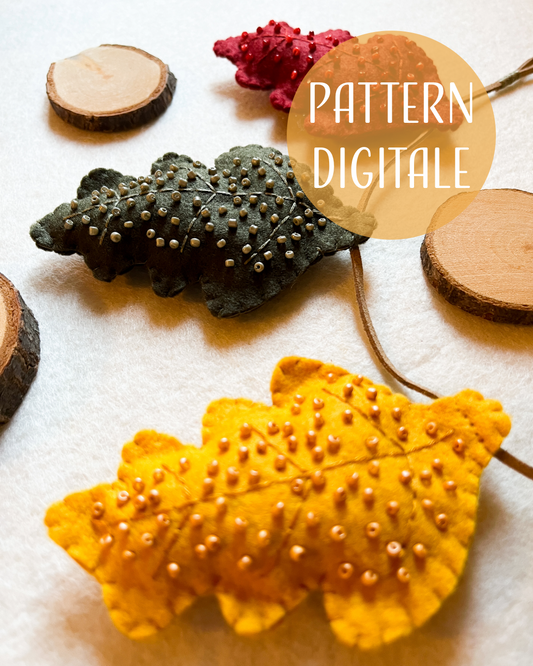 Ghirlanda di foglie in feltro ricamato - pattern di ricamo a mano con istruzioni e video tutorial