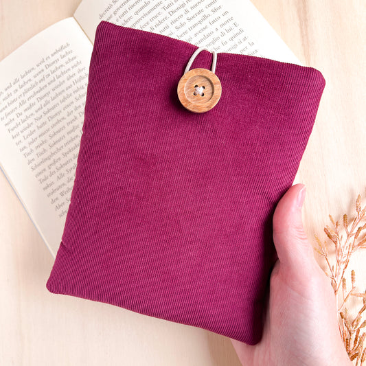 Custodia per e-reader in velluto fucsia con fodera Liberty