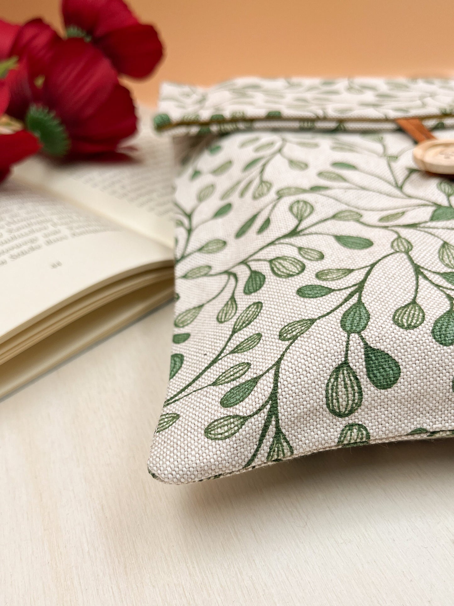 Custodia per libri regolabile in cotone con motivo a foglie