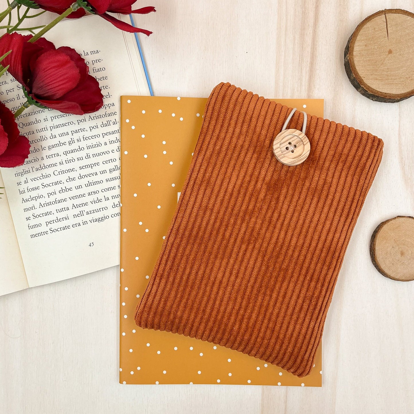 Corduroy padded e-reader sleeve with Liberty inner fabric