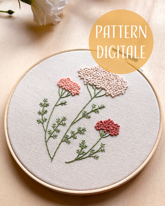 Achillea - pattern di ricamo a mano con istruzioni e video tutorial