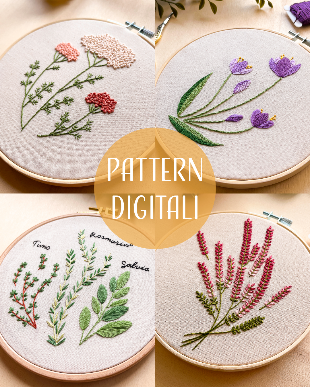 Collezione primaverile - pattern di ricamo a mano con istruzioni e video tutorial