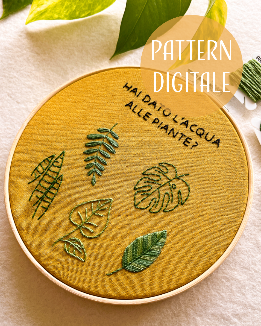 Hai dato l'acqua alle piante? - pattern di ricamo a mano con istruzioni e video tutorial