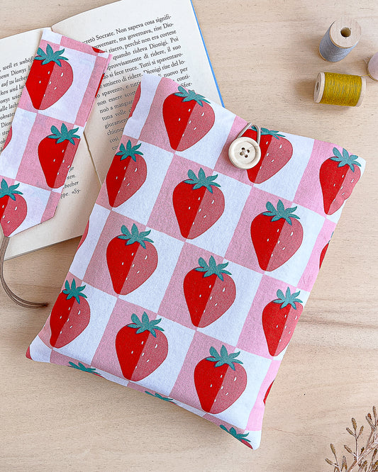 Custodia per libri in cotone con fragole