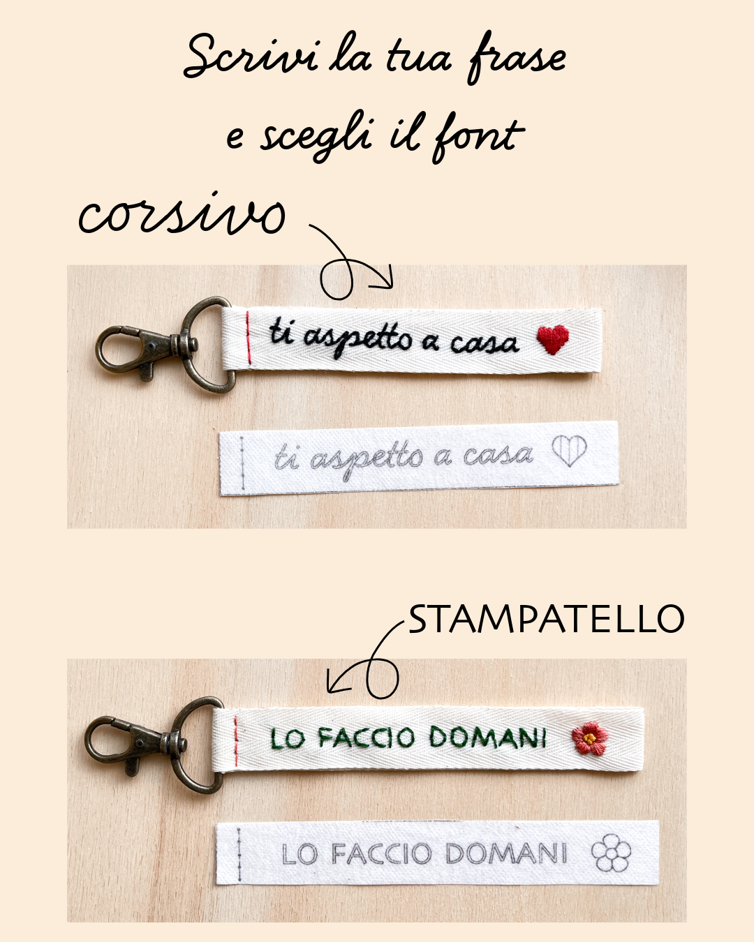 Kit portachiavi ricamati personalizzati - kit completo