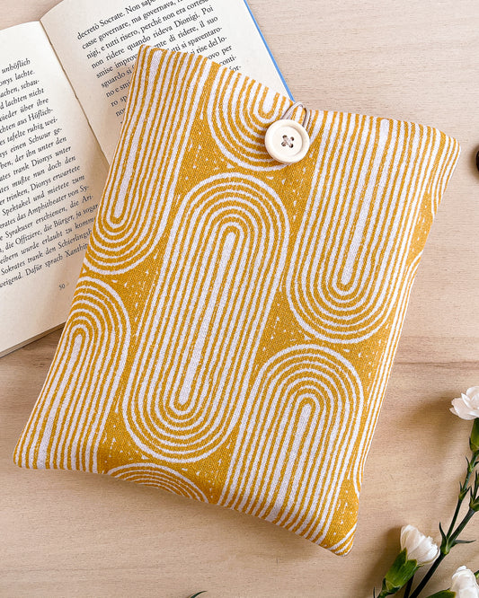 Padded yellow cotton book sleeve