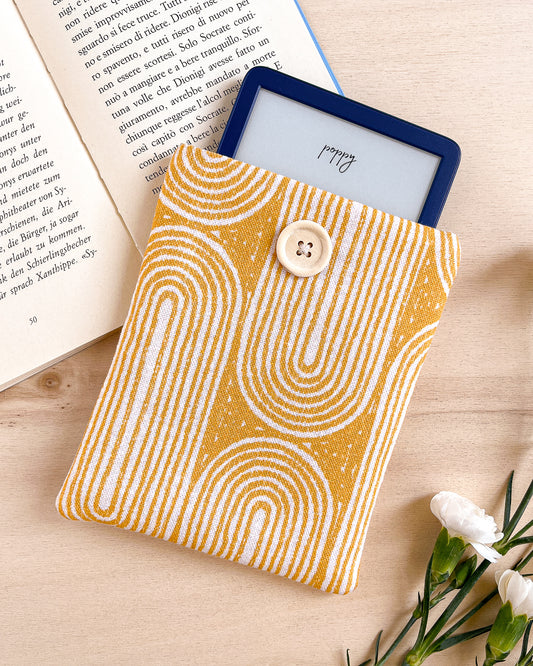 Custodia per e-reader con motivo geometrico giallo