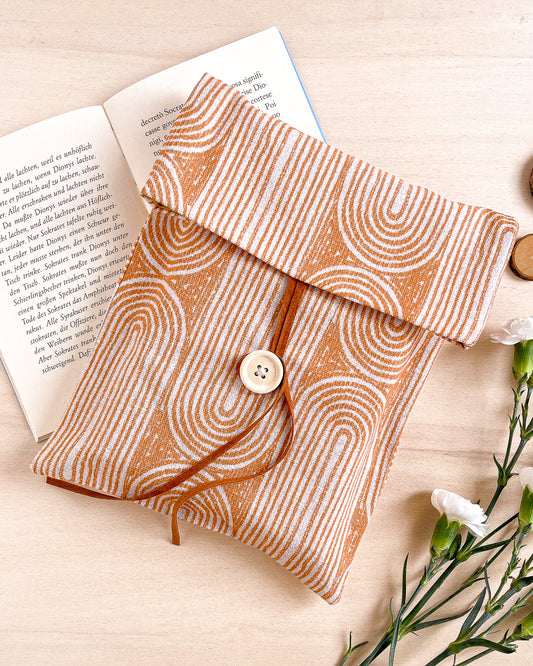 Adjustable orange cotton book sleeve