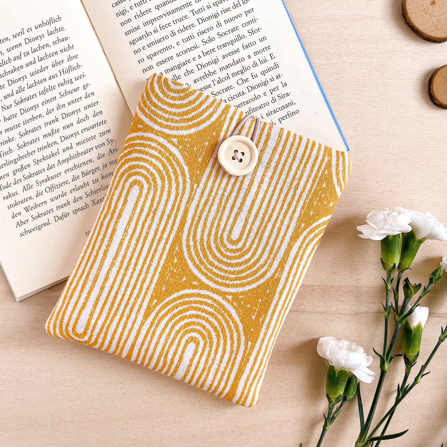 Yellow padded e-reader sleeve